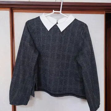 에니시스 any sis 체크 무늬 긴팔 상의 카라 부착