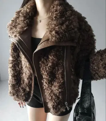 브라운 보아 자켓 플리스