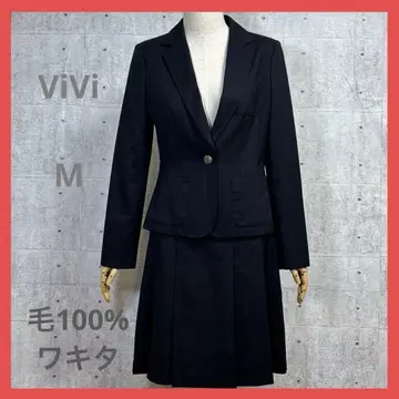 새상품급 ViVi [ M ] 모 100% 스커트 수트 셋업 네이비