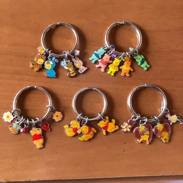 반지 키링 곰돌이 푸 (애니멀 인형옷 등) [5개 세트]