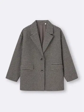 GU 코지 멜톤 체크 하프 코트 M 사이즈