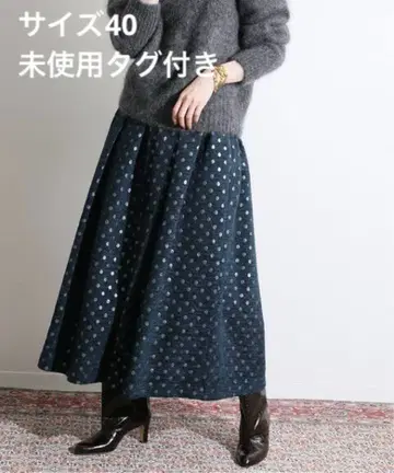 IENA LA BOUCLE 도트 자카드 턱 스커트