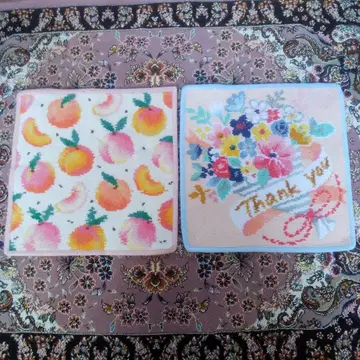 B급 페이 손수건 2개 세트 피치 도트