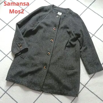 Samansa Mos2 노카라 트위드 코트 그레이