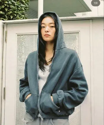 레어 컬러 Russell 러셀 무지 zip 지퍼 후드티 M