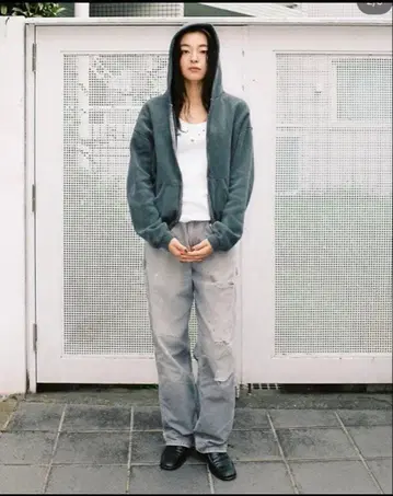 레어 컬러 Russell 러셀 무지 zip 지퍼 후드티 M