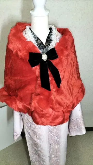 숄 빨간색 성인식 후리소데 결혼식 파티 스톨