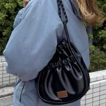 CPCM FUKA'S 기획 PU 파라코드 개더 미니 숄더백 블랙