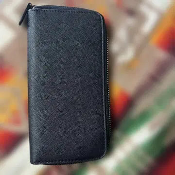 미사용 새상품 블랙 장지갑 더블 지퍼