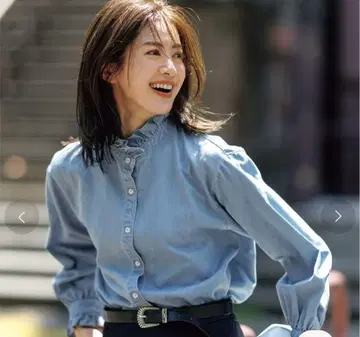 DoCLASSE 프릴 장식 라이트 인디고 긴팔 셔츠 11호