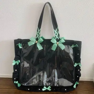 자카마트 a3 프릴 토트 이타백 이타백 톤 다운 민트 그린 블랙