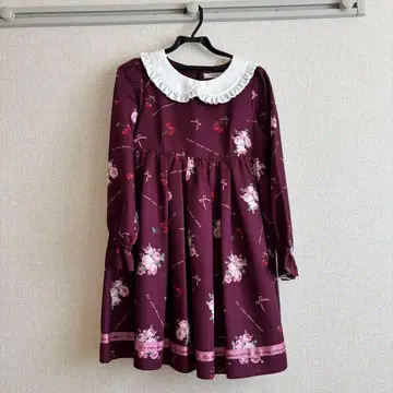 플라워 프린트 긴팔 원피스