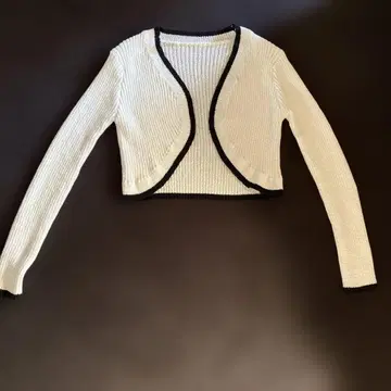 리브 편직 크롭 가디건 화이트