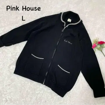 핑크하우스 [ L ] 집업 점퍼 코튼 포켓 부착 로고 자수