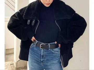 GYDA WIDE RIB 보아 B-3 자켓 블랙