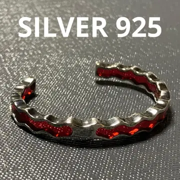 SILVER 925 실버 뱅글 클리어 빨간색 웨이브