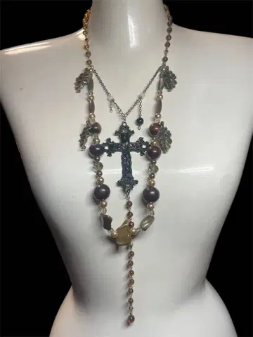 Bronze Cross Rosary Necklace