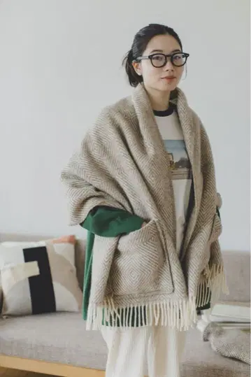 거의 미사용 라푸안칸크리 포켓 숄 브라운