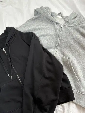 GU 크롭 후드티 블랙 그레이 2세트