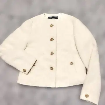 ZARA 숏 텍스처 자켓 골드 버튼 S
