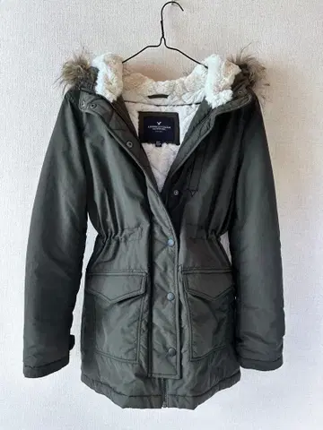 아메리칸 이글 퍼 올리브 그린 모즈 코트