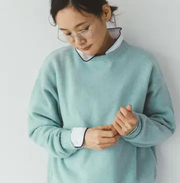 북유럽,  울 캐시미어의 베이직 니트 L