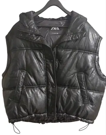 ZARA 남성용 블랙 다운 베스트 후드 부착 M 사이즈
