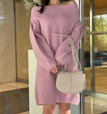 SNIDEL 라쿤 니트 원피스 오프숄더 미니 원피스