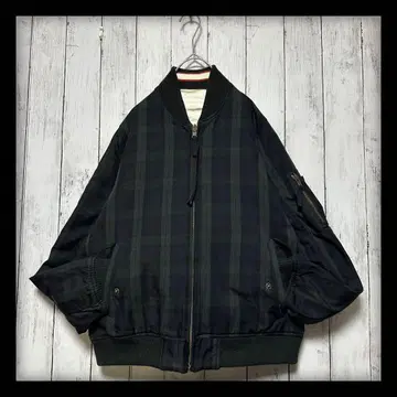 리버서블 블랙워치 패턴 블루종 봄버 자켓 남성용 S~M 짧은 기장