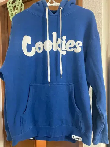 Cookies 파란색 후드티 후드 부착 M 사이즈