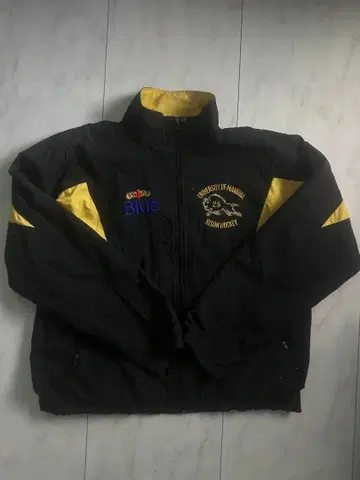 나일론 자켓 옐로우 컬러 블랙 BISON HOCKEY