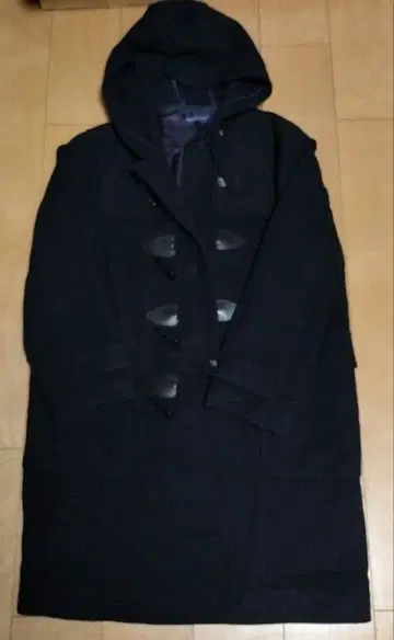 남녀 공용 네이비 더플 코트 새틴 안감 부착