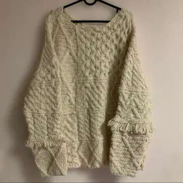 SNIDEL 케이블 짜임 니트 풀오버 긴팔 스웨터 패치워크 니트