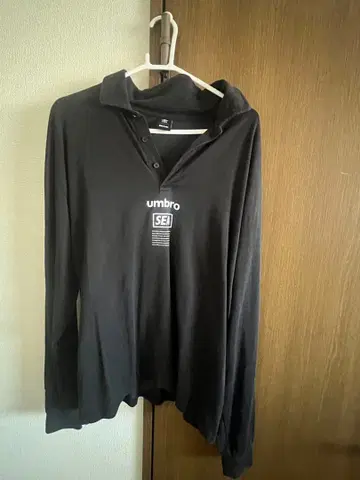 WIND AND SEA Umbro 콜라보 블랙 긴팔 피케 셔츠