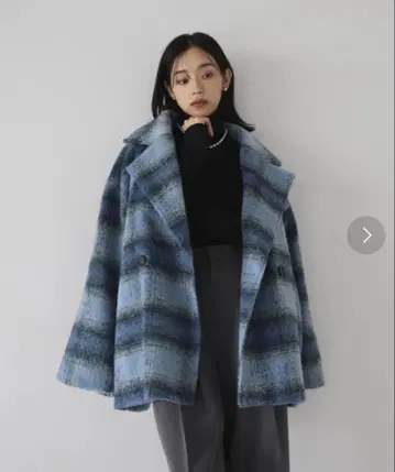 [ hellam ] 체크 코쿤 미들 코트