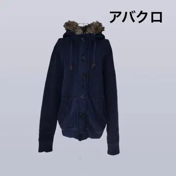 아바클로 아우터 후드티 퍼 보아 자수 로고 네이비 XL