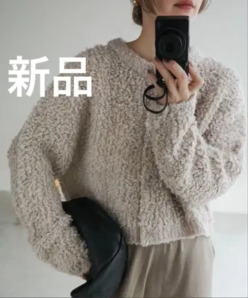 셀렉 모카 루프얀 니트 숏 가디건 베이지 니트