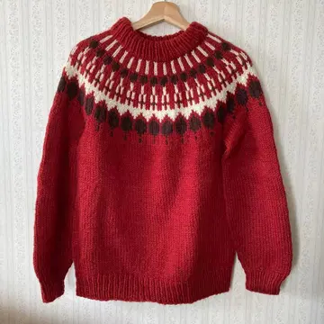 울 노르딕 무늬 스웨터 긴팔