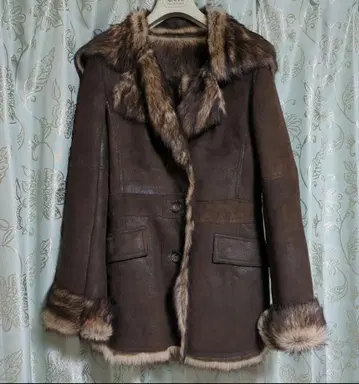 주말 가격 인하! 무스탕 퍼 자켓 코트 브라운 9호 요시에 이나바