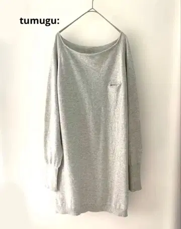 tumugu: 츠무구 천연색 니트 원피스풍 스웨터 F 얇은 소재