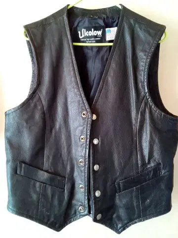 블랙 가죽 베스트 허리 벨트 포함