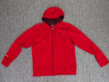 언더아머 풀 지퍼 후드티 레드