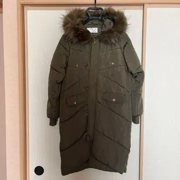 헤이세이 밀리터리 기믹 올리브 그린 퍼 롱 다운 자켓