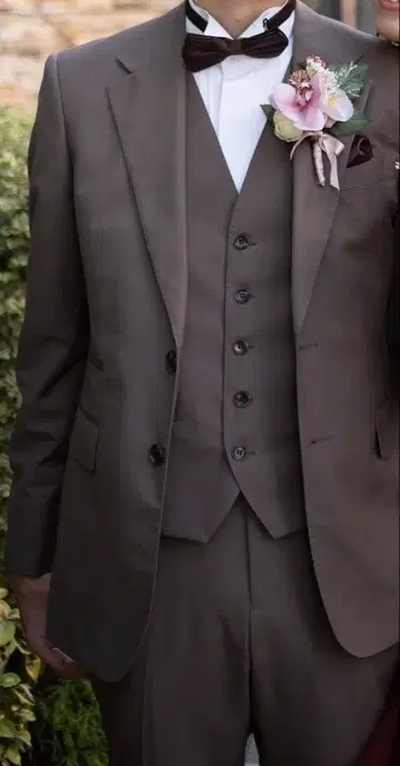 남성용 턱시도 브라운 (윙카라 셔츠, 넥타이 등 포함)