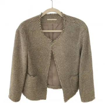 UNIQLO 유니클로 새상품급 자켓 트위드풍 노카라 프린지 부착