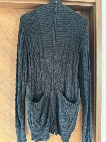 블랙 케이블 니트 가디건 M 사이즈 제로바 토네이도 마트
