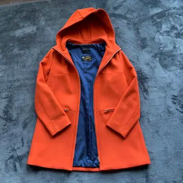 투모로우랜드 캐시미어 혼방 후드 울 코트 풀 집업 오렌지