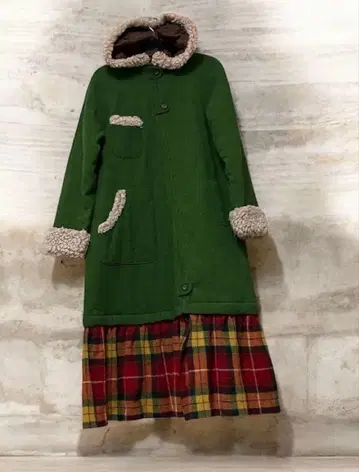 레어 BETTY'S BLUE 퍼 맥시 길이 롱 코트 Y2K