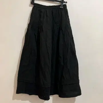 블랙 코튼 플레어 스커트