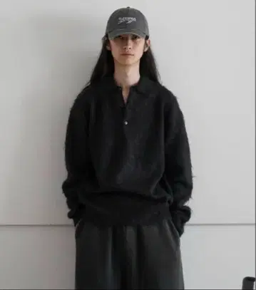 BRUSHED SUPER KID MOHAIR KNIT POLO